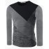  US Direct  Yong Horse Men s Contrast Color Crewneck Long Sleeve Basic T Shirt Top Gray   black XL