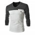  US Direct  Yong Horse Men s Two Tone Slim Fit Long Sleeve Shirts V Neck Basic Tee T Shirt Top blue S