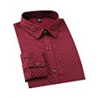 [US Direct] Young Horse Men 100% Cotton Print Slim Fit Button-Down Dress Shirt