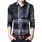 US Young Horse <span style='color:#F7840C'>Men</span>'s Cotton Plaid Button-down Long Sleeve Spring Shirt