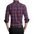  US Direct  Young Horse Men s Spring Contrast Plaid Long Sleeve Button down Shirt Red 2XL