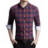  US Direct  Young Horse Men s Spring Contrast Plaid Long Sleeve Button down Shirt Red 2XL