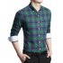  US Direct  Young Horse Men s Spring Contrast Plaid Long Sleeve Button down Shirt Green 2XL