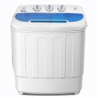 [US Direct] ZOKOP Semi-automatic Washing Machine Compact Twin Tub Laundry Washer With Built-in Drain Pump Us Plug White