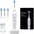 [US Direct] Zj208 Sonic Electric Toothbrush With 4 Dupont Brush Heads 4 Cleaning Modes Waterproof Rechargeable Tooth Brush White