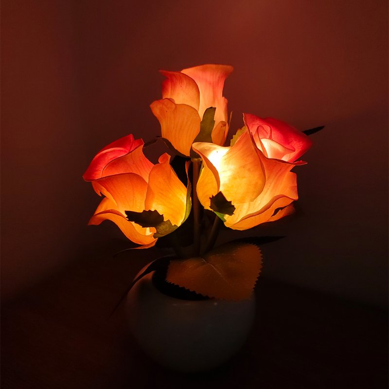Simulation Rose Led Night Light High Brightness Energy Saving Table Lamp Ornaments For Home Living Room Desktop Decor 