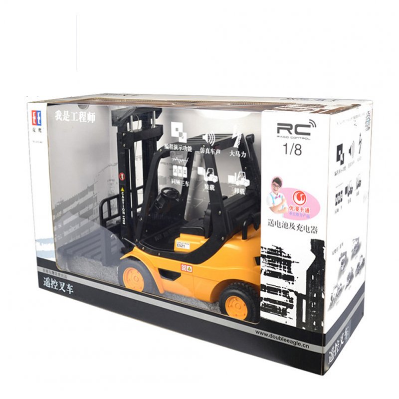 1:8 Remote  Control  Forklift  Toys Simulation Light Sound Lift Shelf Rechargeable Engineering Vehicle Model Holiday Gifts For Boy Children 