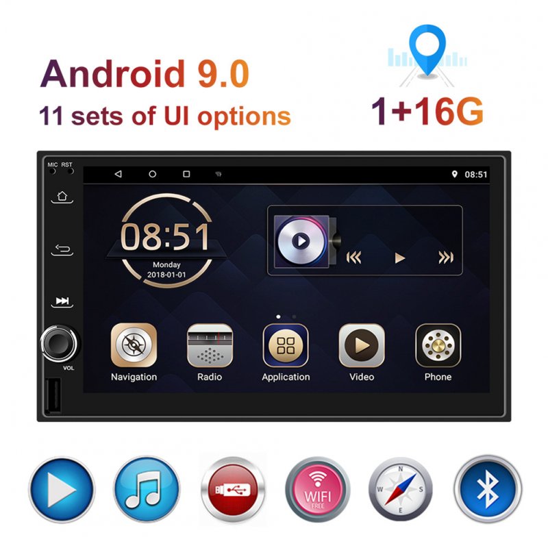 7-inch Car Multimedia Video Player Universal Android 9.0 Central Control GPS Navigator 1+16G