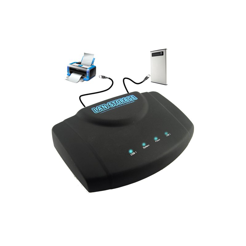 USB Print Server for Printers or Hard Drives (2-Port)