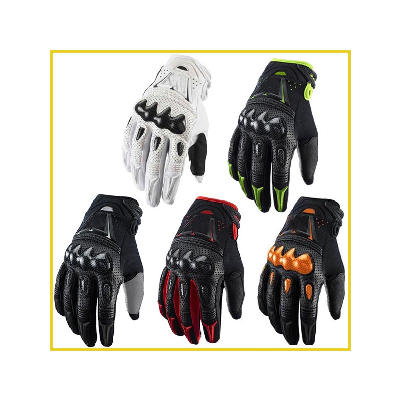 Motorcycle Riding Gloves Motocross Carbon Fibre Leather Racing Gloves Orange_L