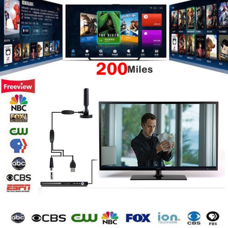 1080P 200 Mile Range Antenna TV Digital HD Skywire 4K Antena Digital Indoor HDTV  