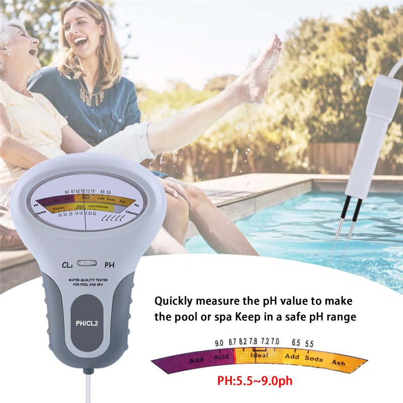 Pc102 Digital Water Quality Tester Cl2 Ph Test Pen Chlorine Level Meter Detector for Swimming Pool