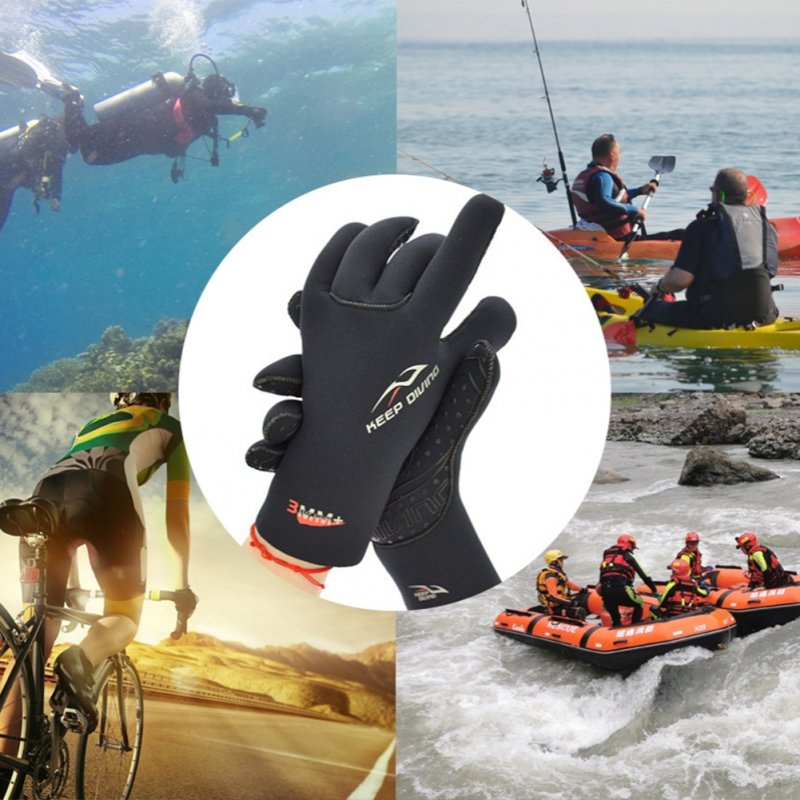1 Pair Men Women Diving Gloves Anti-skid Anti-scratch Swimming Gloves For Kayak Surfing Snorkeling black S