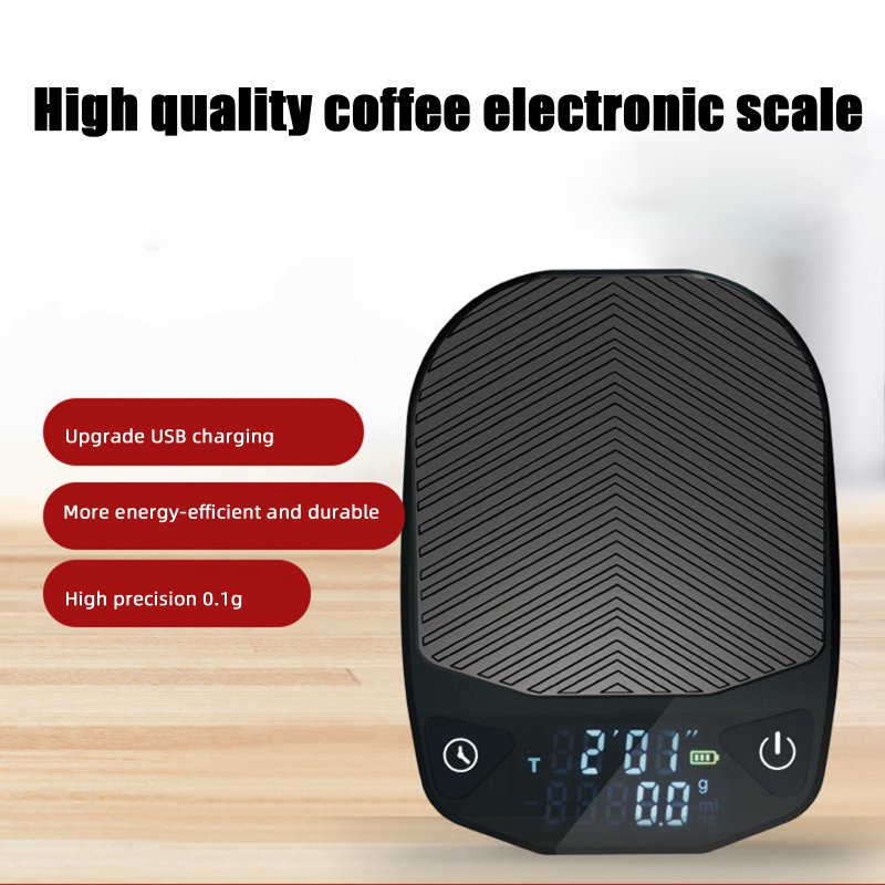 Electronic Digital Coffee Scale 3 Modes Type-C Charging Household Espresso Scale with Timer 