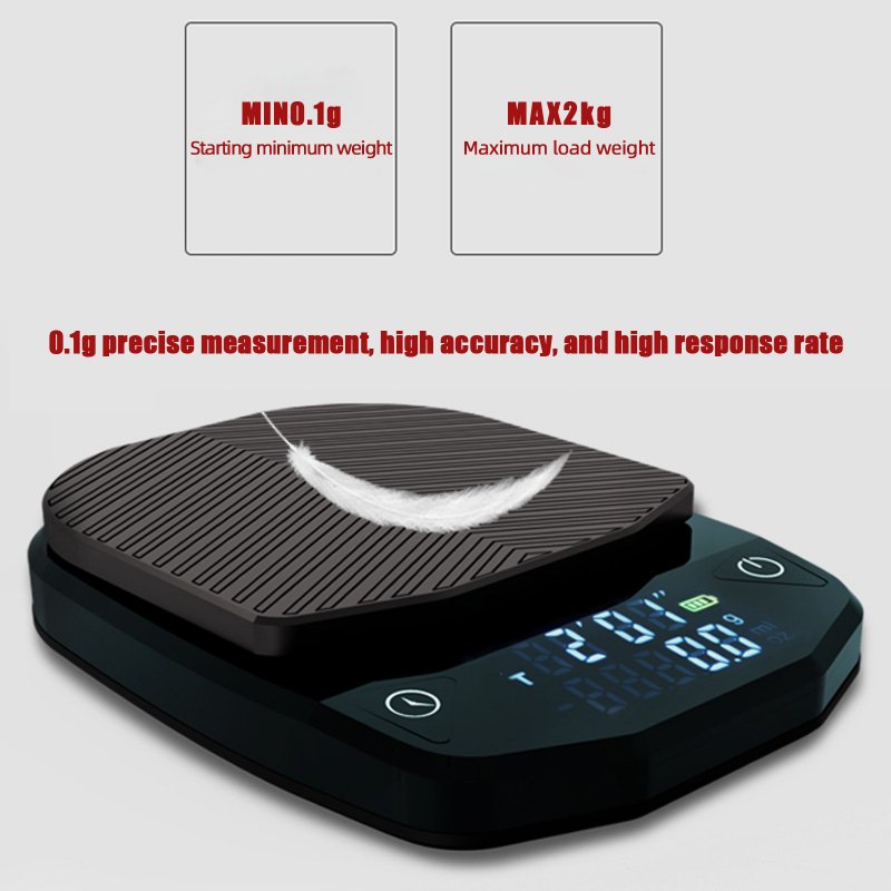 Electronic Digital Coffee Scale 3 Modes Type-C Charging Household Espresso Scale with Timer 