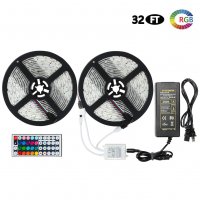 2 Packed 16.4 FT 150 LEDS SMD Strip Light Kit with 44-key Remote Control and 5A US Power -White-180*170*65