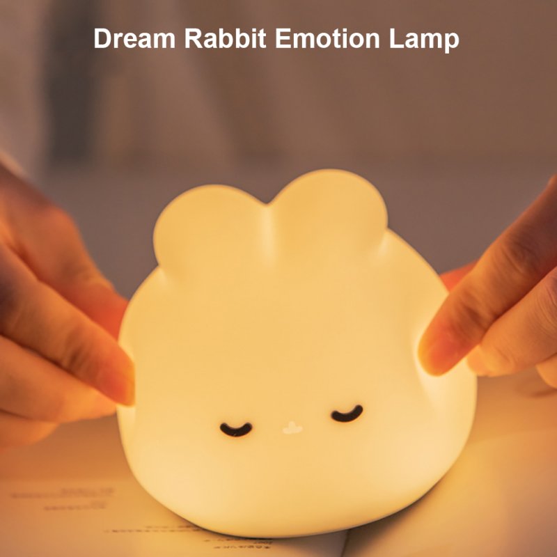 Led Cute Rabbit Silicone Night Light 3 Levels Adjustable Usb Bedroom Bedside Lamp With Timing Function 