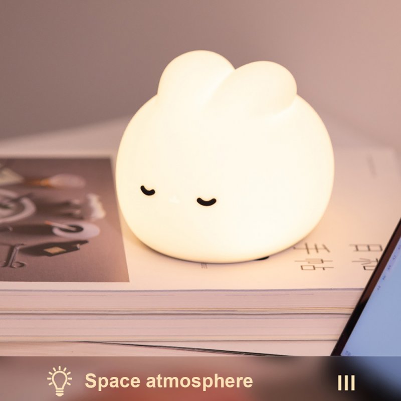 Led Cute Rabbit Silicone Night Light 3 Levels Adjustable Usb Bedroom Bedside Lamp With Timing Function 