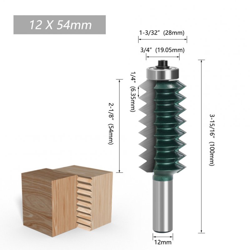 45# Steel 12mm Shank Woodworking Milling Cutter Multi-tooth Wood Carving