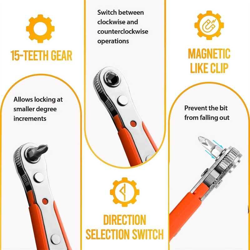 Portable Mini Ratchet Wrench Screwdriver 1/4 Hex Adjustable Magnetic Adsorption Socket Handle Repair Hand Tools 