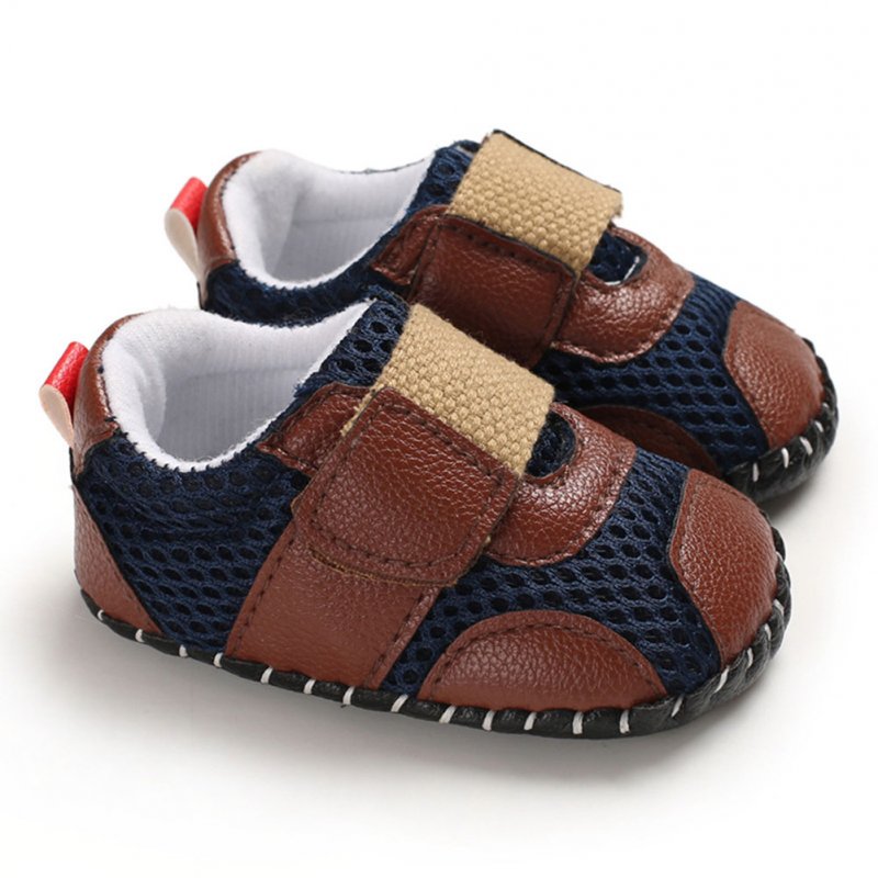 0-1 Years Baby Infant Boys Soft Rubber Sole Shoes Sports Mesh Cloth Breathbale Shoes with Magic Sticker  brown_12 cm inside length
