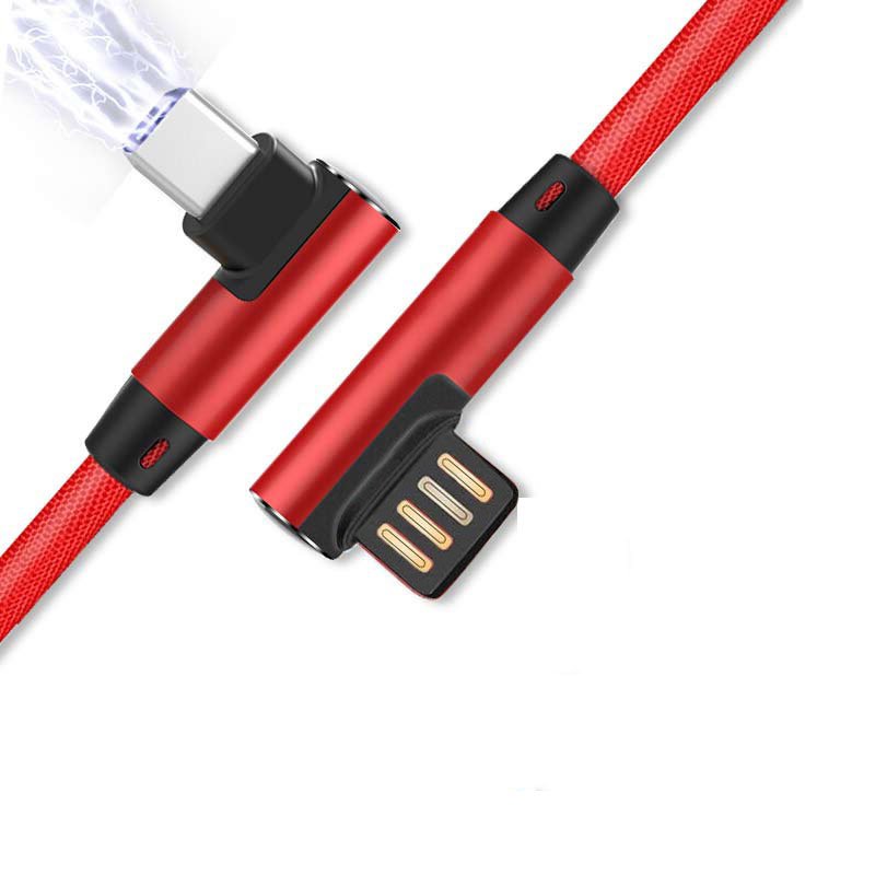 0.25M USB Type C Micro 90 Degree Cable red