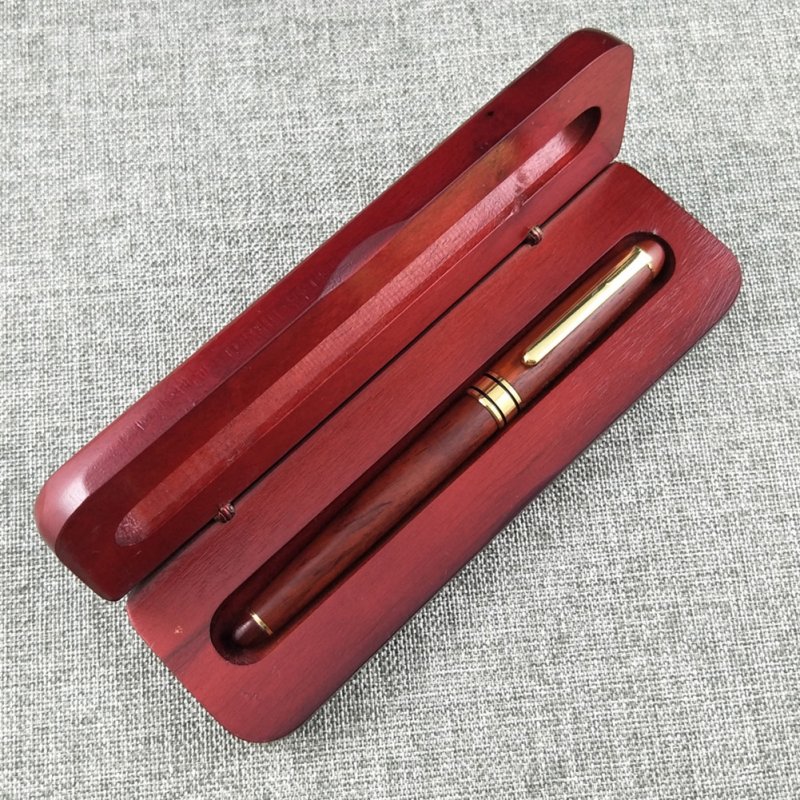 0.7mm Wood Gold Metal Ball Point Pen Classic Style with Matching Case as Perfect Gift Pen + box