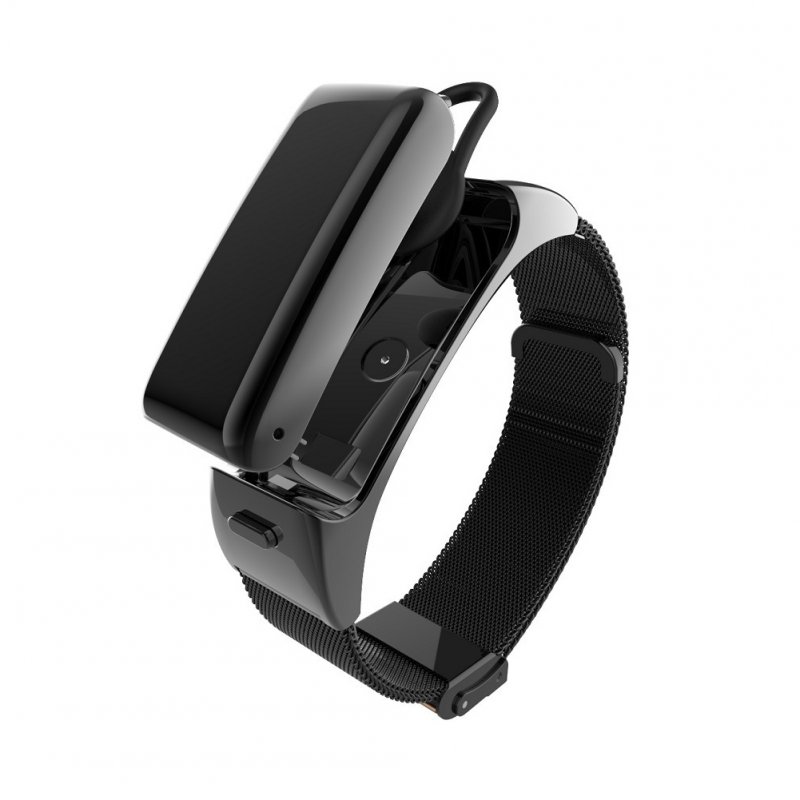 0.96 Inches Smart Sports Bracelet 2 in 1 Call Listen to Music Step Counter Smart Watch Wireless Bluetooth Black steel
