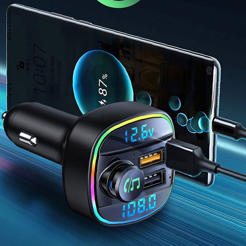 Car Fm Transmitter Bluetooth-compatible Handsfree Calling Wireless Car Kit Stereo Mp3 Music Player Usb Charger 