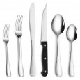 US CIBEAT 24 Piece S592 Stainless Steel Silverware Set with Steak Knives