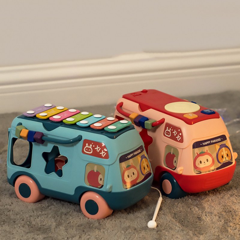 Children Bus Toy With Sound Light Shape Puzzles Knocking Piano Educational Musical Toys For 0-3 Years Old Boys Girls 