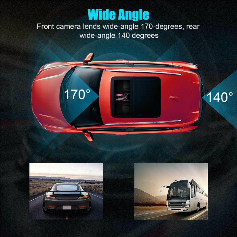 Dual Lens Car DVR Dash Cam 4-inch Ips 1080p Hd Display Dual Driving Recorder 