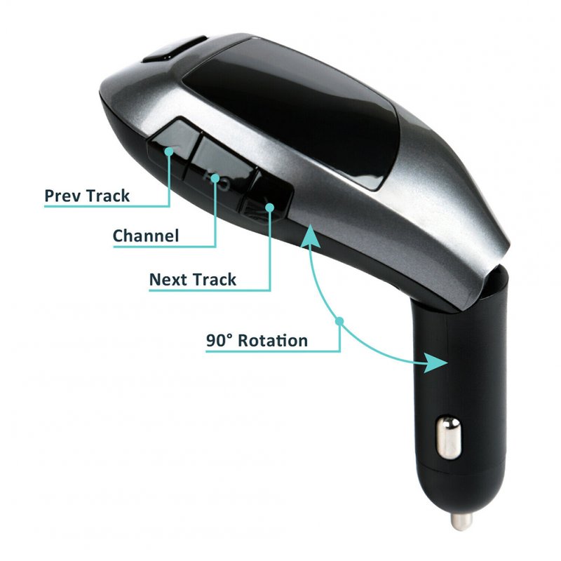 X5 Car Wireless Fm Transmitter Bluetooth USB Charging Port Black