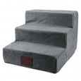 Gray Pet Dog Cat 3 Steps Stairs Anti-slip Rem