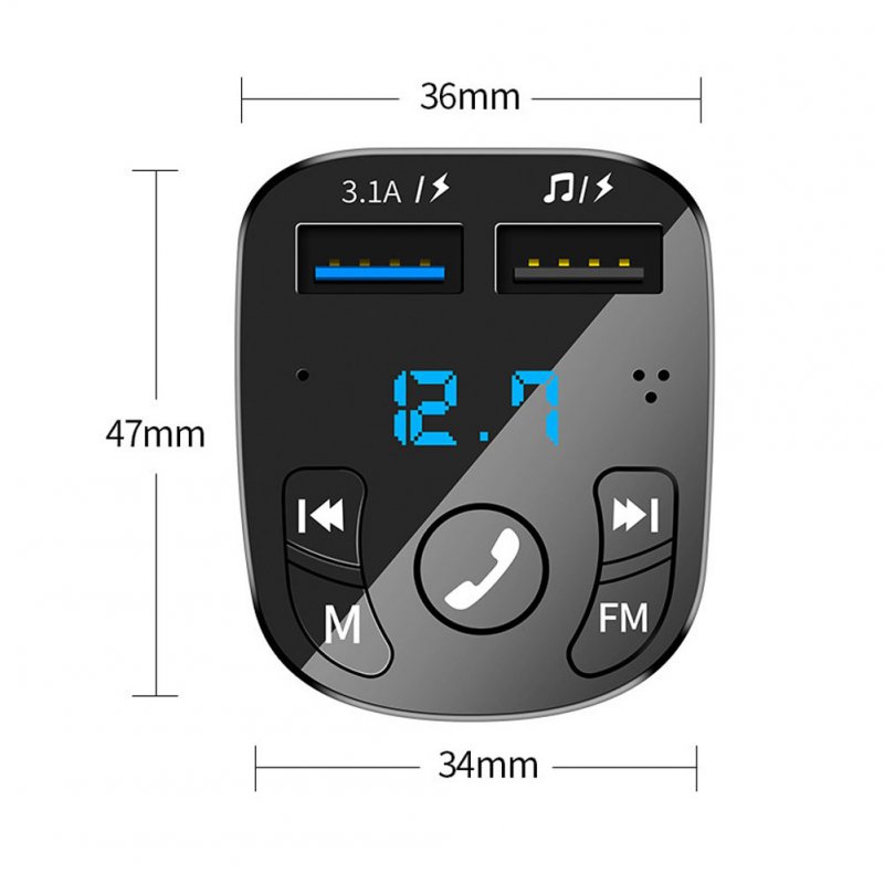 Car Multifunction Noise Reduction Car  Mp3  Player Fm Transmitter Wireless Bluetooth-compatible Receiver Dual Usb Car Fast Charger 