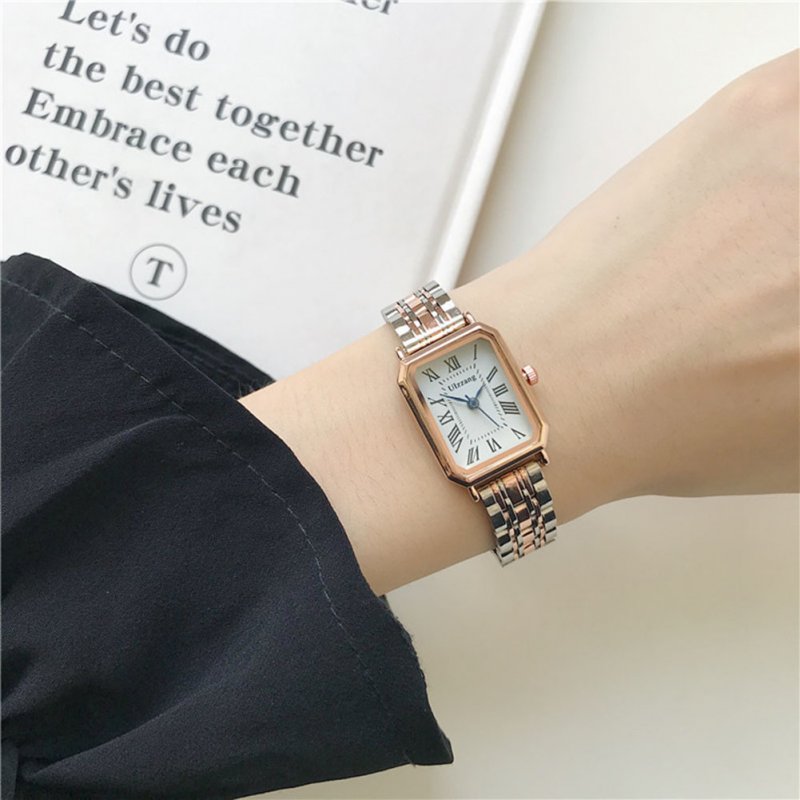 Women Square Dial Wrist Watch with Stainless Steel Band Fashion Quartz Watch 