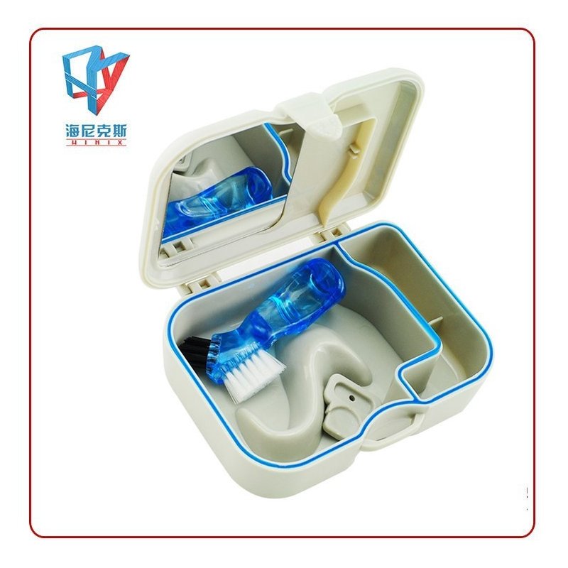 Travel Denture Box Case Dental False Teeth Rinsing Drying Compact Leak-proof Storage Container Fake Teeth Holder Basket 