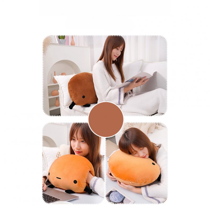Hand Warmer Plush  Pillow  Toys Cute Potato-shaped Soft Comfortable Sofa Cushion Practical New Years Birthday Gifts For Men Women Light Brown_35cm (with hand warmer)
