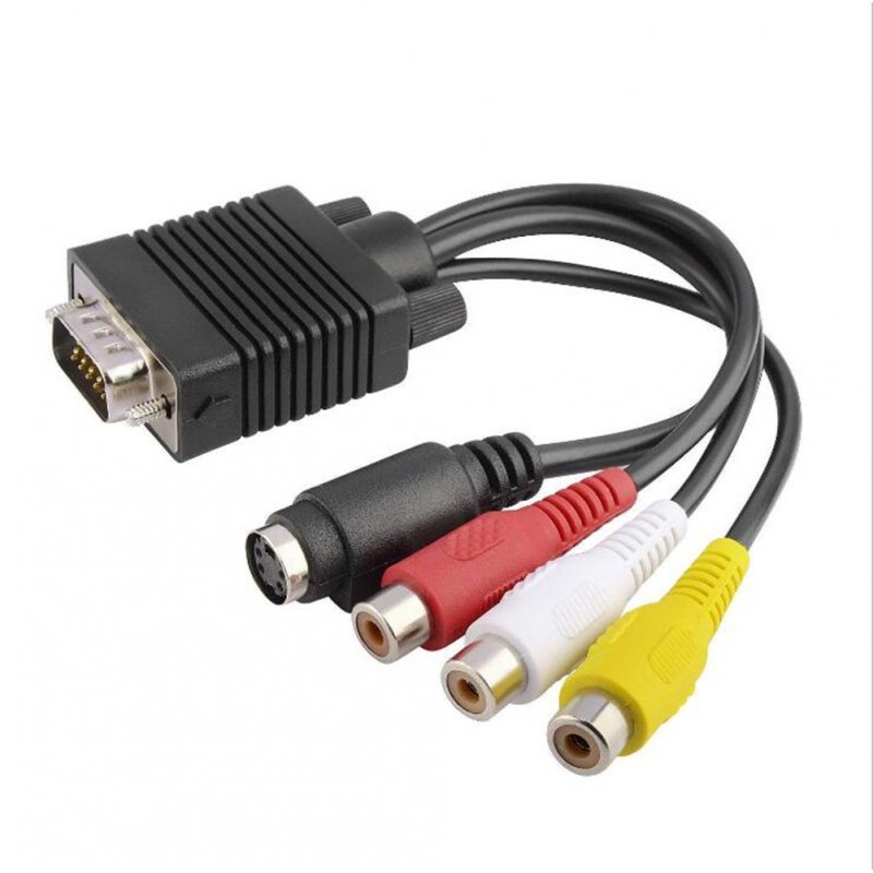 VGA to S-Video Terminal Adapter Cable AV Converter Audio Video Adaptor Lotus head 3RCA 