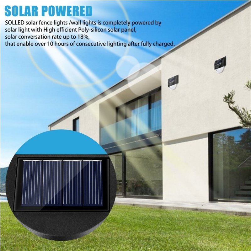 4 Packs LED Solar Wall Lights With 1.2V 600mAh Battery 22LM High Brightness Auto On/Off Dusk To Dawn Wall Lamp 
