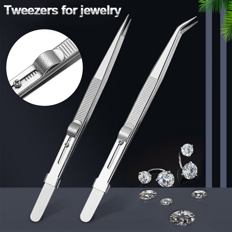 Jewelry Tweezers Professional Slotted Stainless Steel Tweezers Multipurpose Tweezers for Diy Diamond Gem Jewelry 