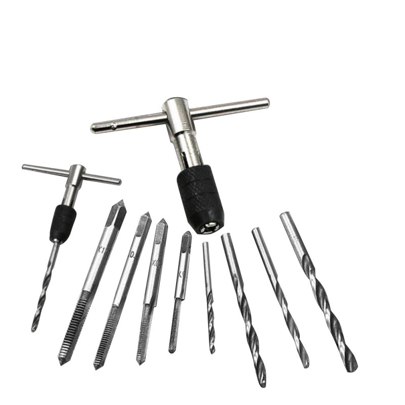 9pcs Hss M3-M6 Tap Drill Wrench Set with T-type Wrench Hss Combination Tap Drill Set Hand Tools