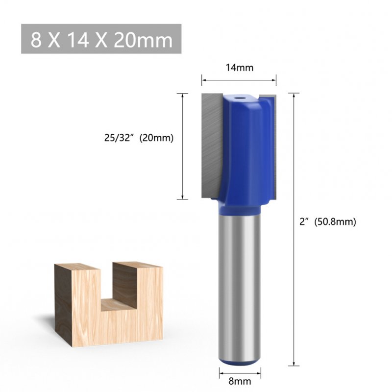 Tungsten Steel Alloy 8mm Shank Double Blades Straight Milling Tool 