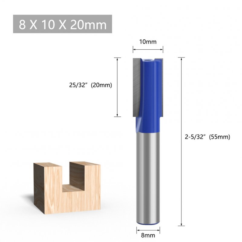 Tungsten Steel Alloy 8mm Shank Double Blades Straight Milling Tool 