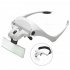 1 0X 3 5X 5 Lens Adjustable Magnifying Glass with Headband   2 LED Lights Magnifier Jewelry Repair Tools white