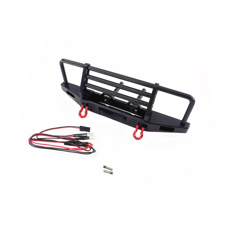 1/10 RC Rock Crawler Metal Front Bumper with Led Light for TRX4 Axial SCX10 9004 RC Parts Accessories for RC Crawler As shown