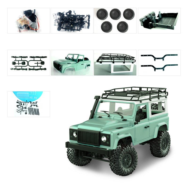 1:12 2.4G Remote Control High Speed Off Road Truck Vehicle Toy RC Rock Crawler Buggy Climbing Car for PICKCAR D90 Kid Boy Toys KIT green without remote control, battery, charger