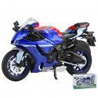 1/12 R1 Alloy Motorcycle Model Sound Light Shock Absorption Steering Motorcycle Toys For Children Gifts Collection blue