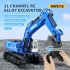 1 18 Huina 1558 Remote Control Car Alloy 11 channel Rc Excavator Crawlers Engineering Vehicle Tractor Toy Gray Green
