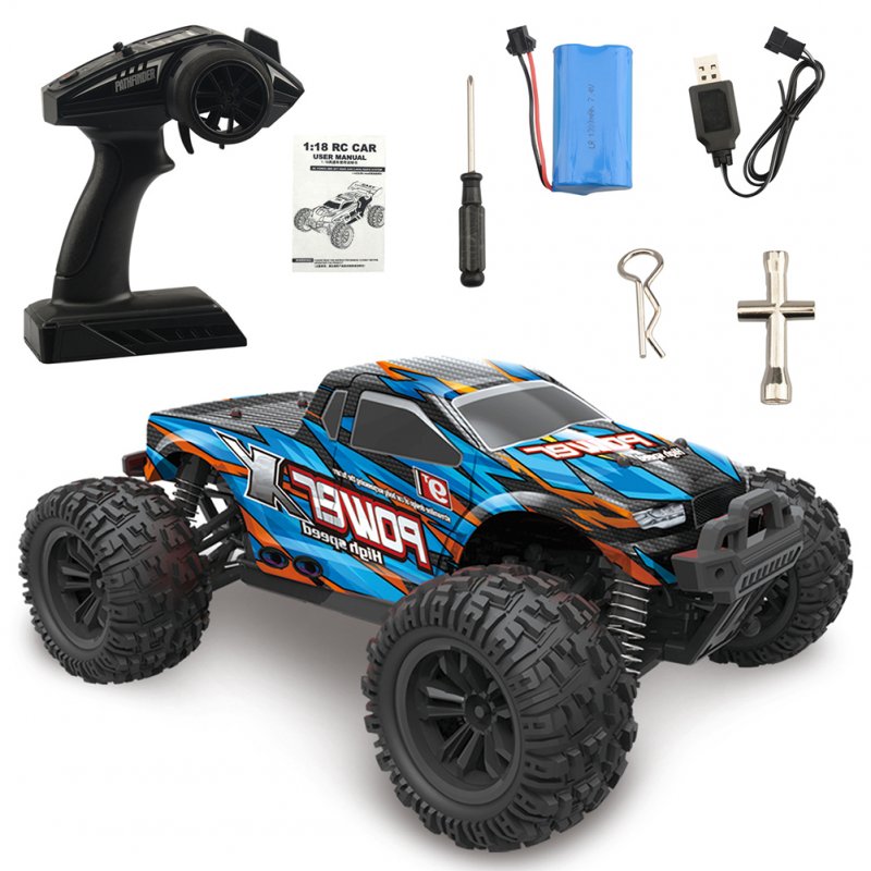 1:18 Rc  Car 2.4g Four-wheel Drive High-speed Car Off-road Climbing Remote Control Drifting Electric Toy 63-blue